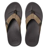 Sandalias Reef Cushion Phantom para hombre, color marrón con tiras de tela color beige.
