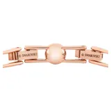 Pulsera rígida con eslabones de metal con baño de oro rosa y cristales transparentes decorados con pavé.