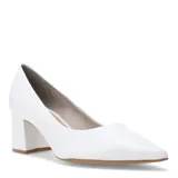 Zapato de tacón medio Bottero, color blanco, con diseño de punta fina y taco cuadrado.