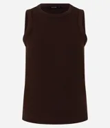 Musculosa de ribana de algodón con elastano, diseño ajustado al cuerpo, cuello redondo alto y sin mangas.