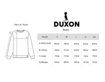 Buzo marrón de algodón con felpa, cuello redondo y puños y cintura acanalados. Estampado frontal con la inscripción "Duxon Jeans Los Angeles Est 1982" en color blanco.