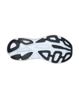 Championes de running Hoka One One Bondi 8, color negro con logo blanco en el lateral y suela gruesa en dos tonos.