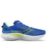 Championes de running Saucony Kinvara 14, color azul con detalles en verde y negro.