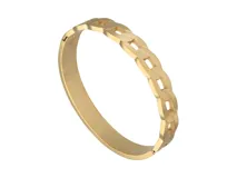 Esclava rígida de acero con baño de oro, con diseño trenzado en la parte superior.