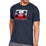 Remera Under Armour negra de hombre, corte clásico, cuello redondo y logo estampado en el pecho.