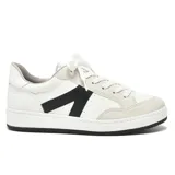 Zapatillas deportivas urbanas color blanco con detalles en gris y negro.