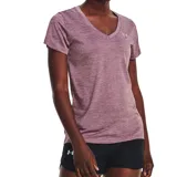 Remera deportiva Under Armour Tech Twist V-Neck color celeste jaspeado, de corte holgado, manga corta y cuello en V.