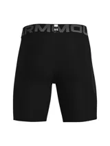 Short de compresión Under Armour de la línea HeatGear, diseñado para entrenamiento de alto rendimiento. Presenta un ajuste ceñido al cuerpo, cintura elástica ancha con logo de la marca, bolsillo lateral y logo reflectante en la pierna derecha.