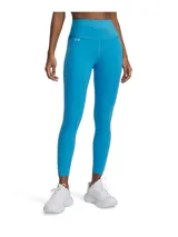 Calza deportiva Under Armour de tiro alto, confeccionada en tejido de doble punto elástico con tecnología de absorción de sudor. Presenta un diseño liso en color turquesa con bolsillo lateral y logo de la marca en la cadera.