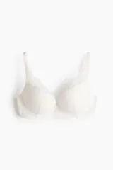 Soutien super push-up de encaje con copas acolchadas, aros y breteles ajustables.