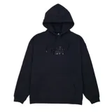 Buzo canguro negro con capucha y cordones ajustables. Estampado en el pecho con el logo de Converse Cons en relieve. Bolsillo tipo canguro en la parte delantera.