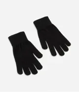 Par de guantes negros de tricot con puño y textura.