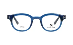 Anteojos de receta Nazareno Corsini modelo 6019, con armazón de acetato en color azul traslúcido y detalles metálicos en las bisagras.