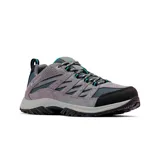 Championes de trekking Columbia modelo Crestwood Omni-Grip, color gris con detalles en turquesa y negro. Confeccionados con una parte superior que combina cuero y malla, entresuela ligera Techlite y suela de goma con tecnología Omni-Grip para mayor tracción.