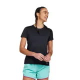 Remera deportiva Saucony negra de manga corta, ideal para running.