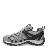 Championes de trekking Merrell modelo Accentor 3 Waterproof, color gris con detalles en negro. Confeccionados en una combinación de malla transpirable y gamuza, cuentan con puntera de goma reforzada, cierre de cordones y suela de goma con relieve para mayor tracción.