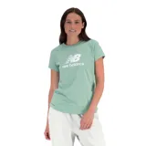 Remera verde agua de algodón con logo de New Balance estampado en blanco en el pecho.