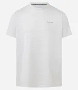 Remera deportiva masculina de manga corta y cuello redondo, confeccionada en tejido jacquard con tecnología dry para mayor transpirabilidad. Presenta un diseño con textura abstracta y corte estándar.