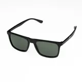 Lentes de sol polarizados negros con montura cuadrada y lentes verdes.