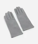 Guantes de poliéster color gris, con detalle touch screen en el dedo índice.