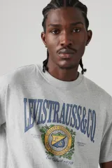 Remera gris de corte clásico con estampado del logo de Levi's en el pecho.