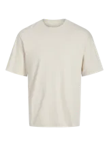 Remera de manga corta y cuello redondo con corte holgado, confeccionada en algodón orgánico de tejido suave y elástico.