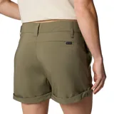 Short Columbia modelo Silver Ridge Short de color verde militar, confeccionado con materiales reciclados con tecnologías Omni-Shade y Omni-Wick. Cuenta con bolsillos laterales, bolsillo trasero, trabillas para cinturón y puños enrollables con botones a presión.