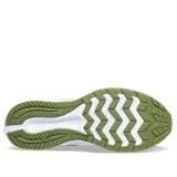 Championes de running Saucony Cohesion 16, color blanco con detalles en verde oliva y negro.