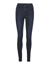 Jean skinny de tiro alto con cierre de botón y cremallera, confeccionado en denim elástico de algodón orgánico.
