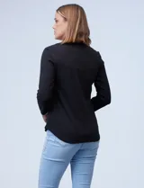 Remera negra de algodón, marca Ruby Rd, con mangas 3/4 y escote redondo.