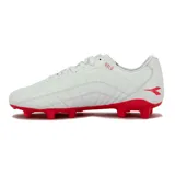 Championes de fútbol Diadora Halo Md T, color blanco con detalles en rojo.