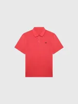 Chomba roja de piqué slub de algodón, con cuello con cremallera, mangas cortas y logo CK bordado en el pecho.