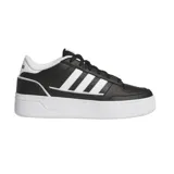Championes Adidas Break Start Bold de estilo urbano, con diseño de plataforma, capellada de cuero sintético en color negro con las icónicas tres tiras laterales en blanco y suela de goma blanca.