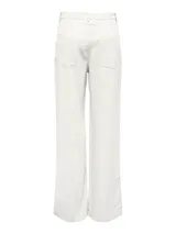 Pantalón de corte wide leg y tiro extra alto, confeccionado en una mezcla ligera de lino y viscosa. Presenta diseño de cinco bolsillos y cierre frontal con botones.