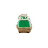Championes Fila modelo Fx Court 70 Vintage, en color verde y crudo, con suela de goma marrón y detalles perforados.