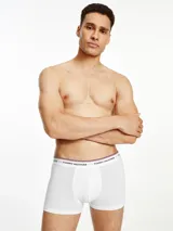Pack de tres bóxers Tommy Hilfiger, confeccionados en algodón elástico. Incluye un bóxer negro, uno blanco y uno gris. Todos con cintura elástica con el logo de la marca.