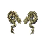 Par de aros con forma de dragón chino color rojo con detalles en plateado.