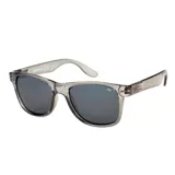 Lentes de sol Cat modelo Cts Blinding con armazón rectangular de acetato en color gris traslúcido y cristales polarizados oscuros. Presentan bisagras con resorte y detalle de logo metálico en las patillas.
