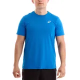Remera deportiva Asics Core Running de manga corta en color azul, con cuello redondo y el logo de la marca en contraste sobre el pecho.