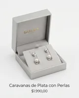 Caravanas de plata 925 con diseño geométrico rectangular y perla de río central. Cierre de tornillo a presión.