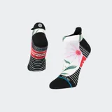 Medias tobilleras Stance Flaunt Tab con diseño floral y rayas horizontales.