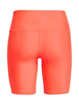 Calza corta deportiva Under Armour de talle alto, confeccionada en tejido HeatGear ultraligero que absorbe el sudor y se seca rápidamente. Presenta un diseño ajustado con costuras planas ergonómicas para mayor comodidad y libertad de movimiento, e incluye un bolsillo frontal integrado en la cintura.