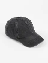 Gorra de béisbol de algodón, color negro lavado, con visera curva y paneles estructurados.