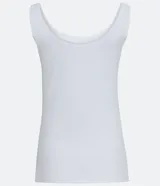 Blusa musculosa color gris claro, con escote en U y breteles anchos. Confeccionada en poliamida y poliéster.