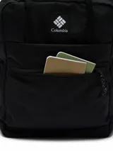 Mochila unisex Columbia Trail Traveler de 18 litros, color negro, con compartimento para portátil, bolsillos laterales para botellas y tecnología repelente al agua.
