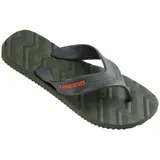 Ojotas Havaianas modelo Track Waves, color blanco con textura geométrica en la plantilla y logo de la marca en la tira.