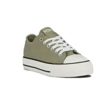 Championes urbanos Pony modelo Fifth Ave, color verde oliva, con plataforma blanca y cordones blancos.
