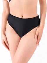 Bombacha de bikini negra de tiro alto y diseño clásico.