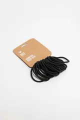 Pack de 20 gomitas elásticas finas para el cabello en color negro.