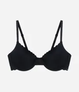 Soutien negro liso con push up y borde nuvem, confeccionado en microfibra.